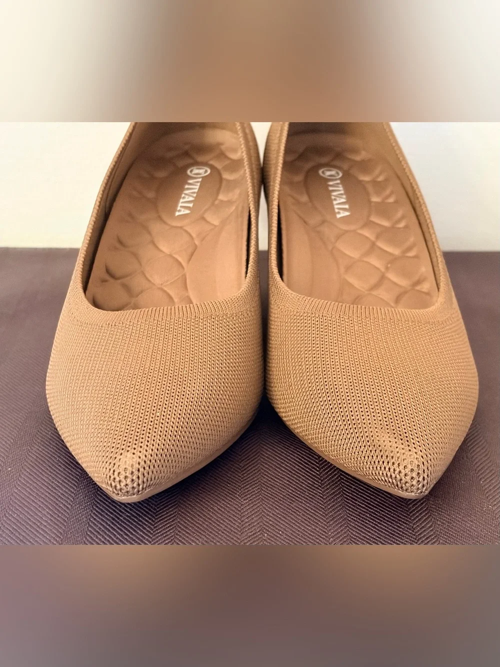 VIVAIA Wedge 2.0 ARIA Pointed Toe Brown Knit Comfort Heels Size 8.5 US 39EU NEW